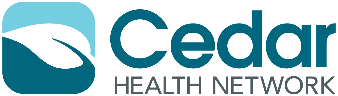 Cedar health network logo with leaf left aligned.