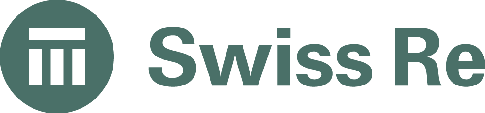 Green Swiss Re logo, circular design with text on the right.